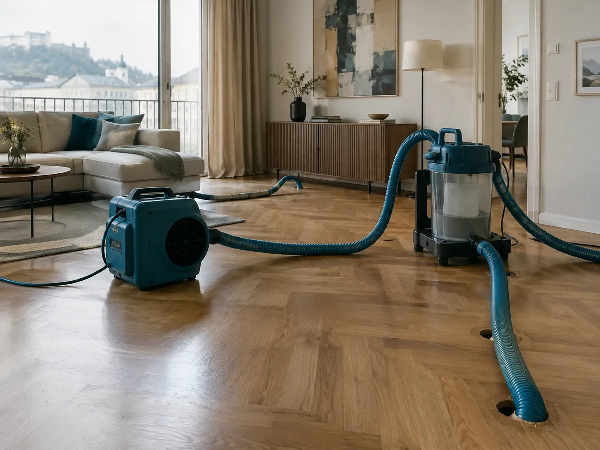 Dämmschichttrocknung im Wohnzimmer